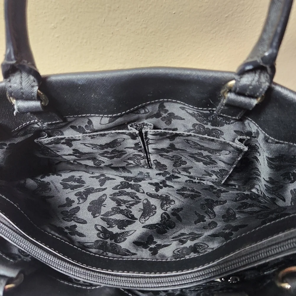 Rebecca Minkoff Monroe Black Saffiano Leather Purse Tote w/Crossbody Strap
